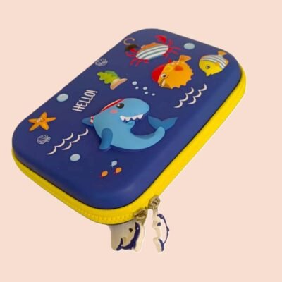 3D EVA Pencil Box, Sea Animals (Dark Blue)