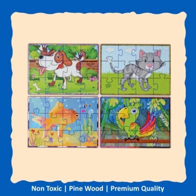 Wooden Jigsaw Puzzle, Set of 4