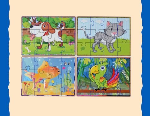 Wooden Jigsaw Puzzle, Set of 4